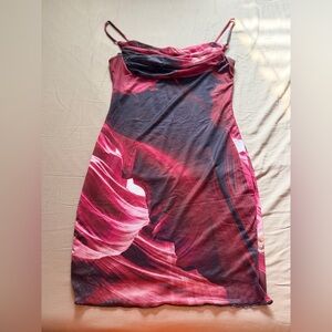 Miss Lola Pink and Black Midi Dress